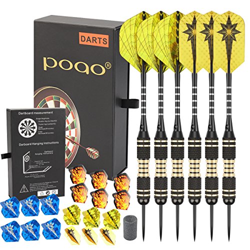 POAO Tip Pro Brass Darts Set 24g – 6 Steel Tip Darts with Black Aluminium Shafts + 24 Flights + Dart Sharpener + Premium Case - Thumbnail 5