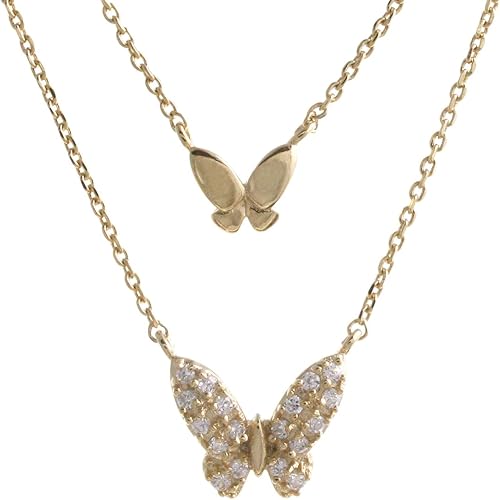 Amazon ヴァンテーヌ Vingtaine 蝶々 2連 ネックレス キュービックジルコニア ゴールド ネックレス 通販