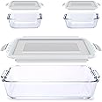 Luvan Glass Casserole Dish,2.3 qt Rectangular Baking Dish and 2 Pack Food Storage Container with Airtight Lid,Freezer Oven Sa