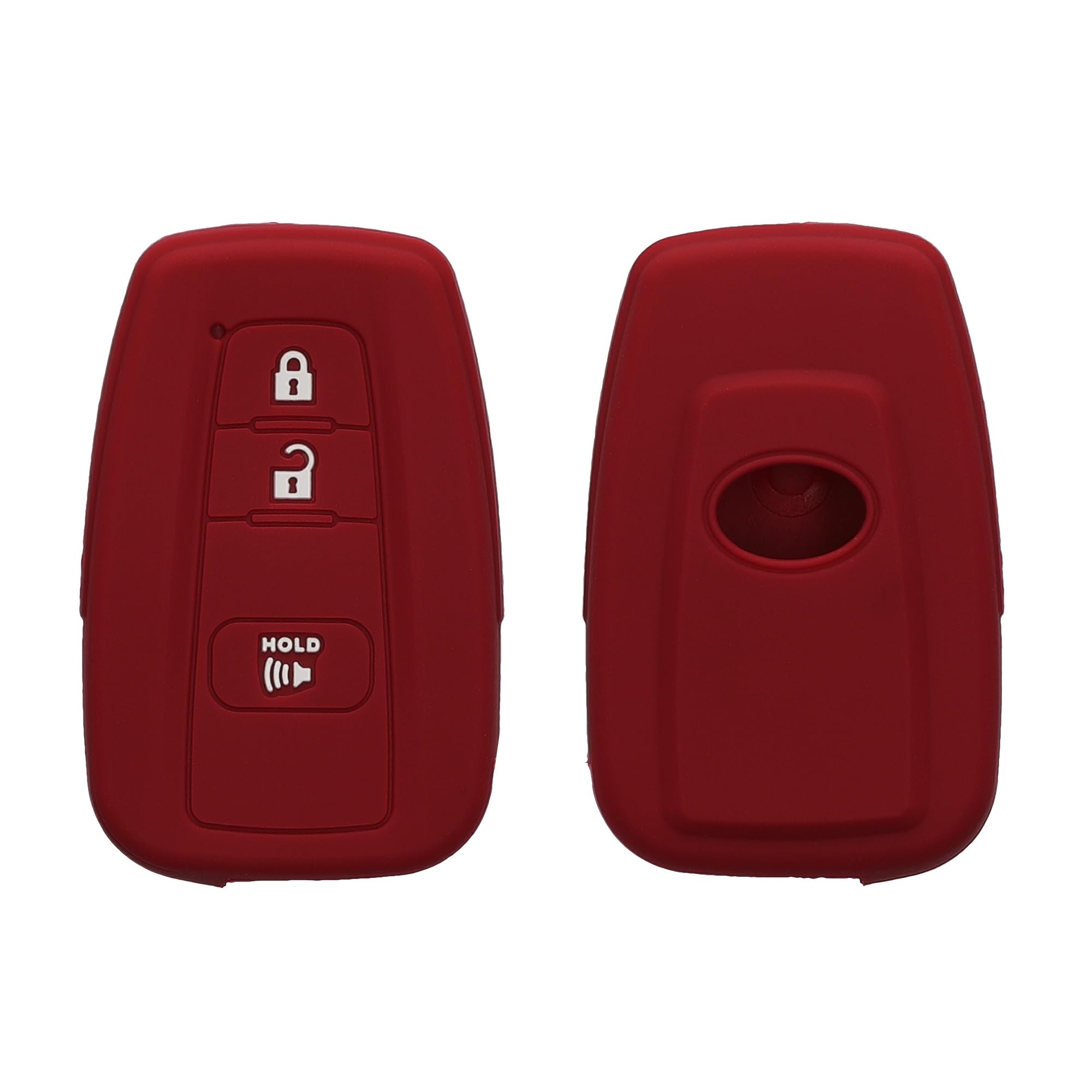 kwmobile Key Cover Compatible with Toyota 2-3 Button Smart Car Key - Soft Silicone Car Key Fob Holder Protector Case - Rhubarb Red