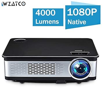 WZATCO W02 Projector- 1080P Full HD Projector 150 Big Screen 4000 Lumens Compatible with TV Box ,PC,
