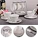 Kendal White Porcelain Tea Set of 6 with Rack, 8 oz Coffee Cups Set, Bone China Tea Cups and Saucers Sets with Gold Trim GLF