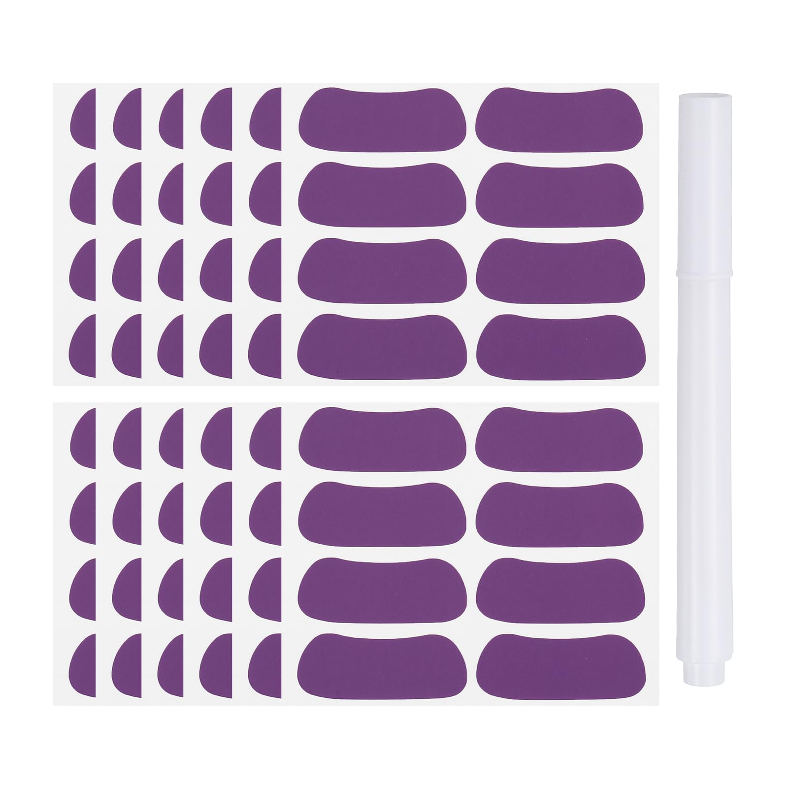 PATIKIL 48 Pairs Sports Eye Black Stickers, Under Eye Black Strips Football Face Stickers Breathable Eyeblack Sticker with 1 Pcs White Pencil for Baseball Fans on Game Day, Purple