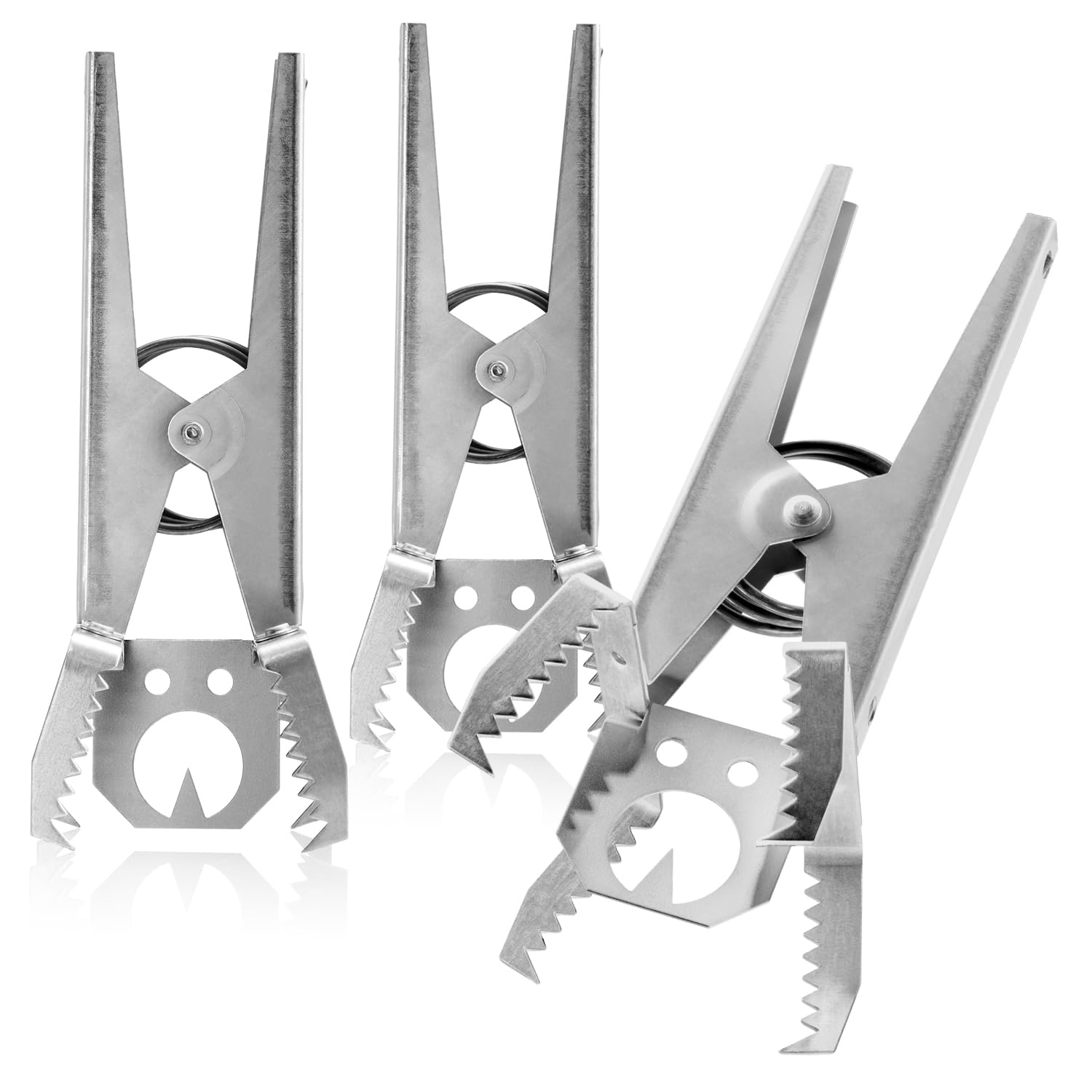 com-four® 3x vole trap with setting plate and 3 replacement plates made of galvanized sheet metal (03 pieces - pliers + bait tray)