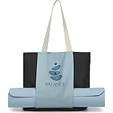 Jacob Bicerri Large Canvas Yoga Tote Bag with Yoga Mats Bags Carrier Dark Gray Eco Friendly Cotton Shoulder Bag for Pilates, Gym, Beach, Groceries & Travel YG08