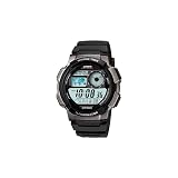 Casio AE1000W Series | Men’s Digital Watch | Black | 100M WR | Multi Alarms | 100 SEC Stopwatch | Countdown Timer | World Map for World Time | LED Light | LC Analog Display | 10 Year Battery