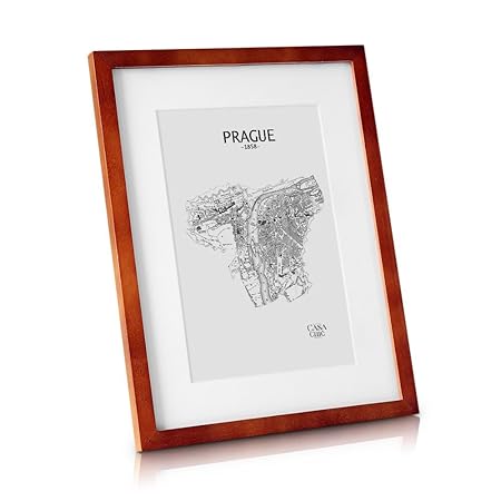 Classic by Casa Chic - Echtholz Bilderrahmen 30x40 cm - rustikales Braun - mit Passepartout 20x30 cm - Plexiglas - Rahmenbrei