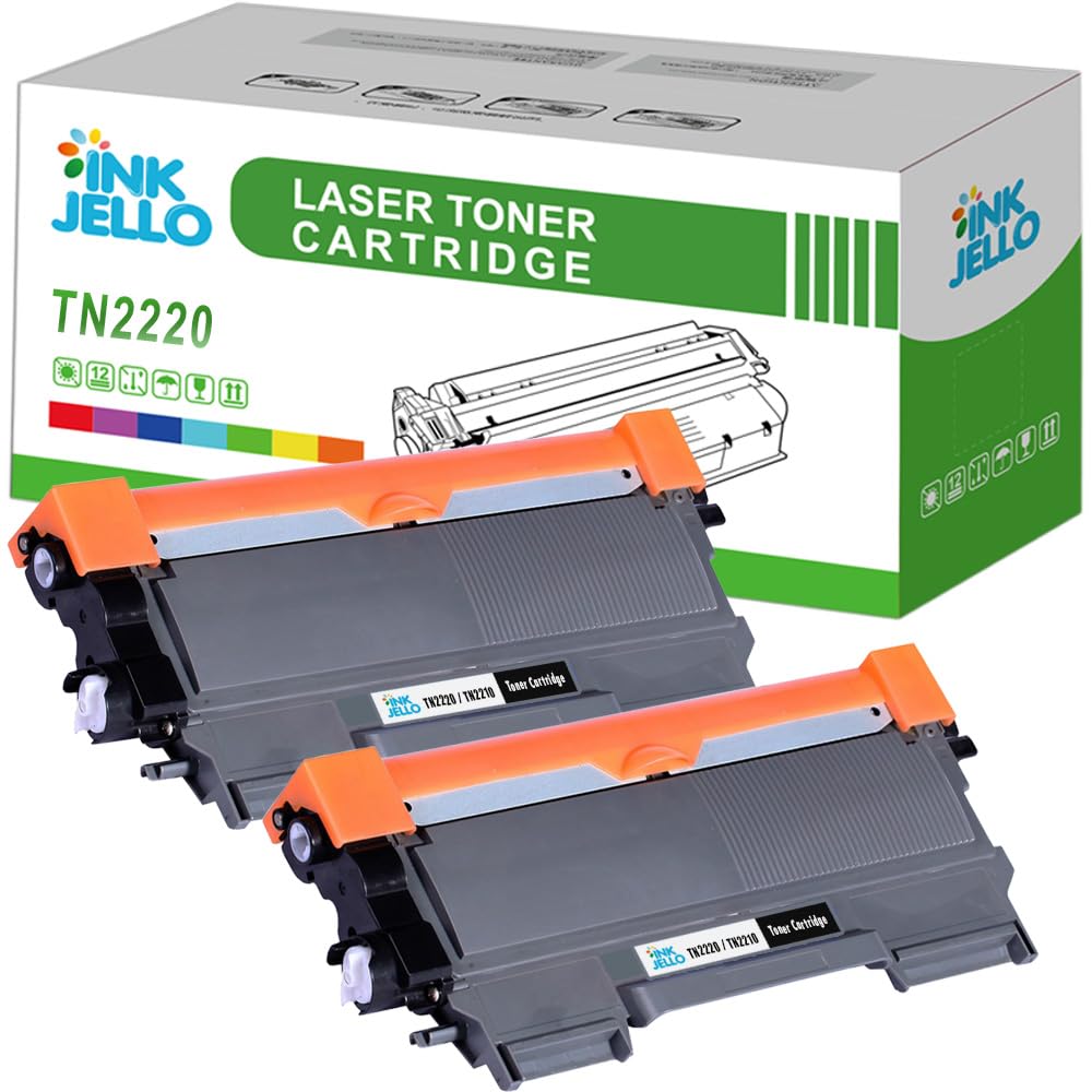 InkJello Compatible Toner Cartridge Replacement for Brother DCP-7060D 7065DN 7070DW Fax-2840 2940 HL-2240 2240D 2250DN 2270DW MFC-7360N 7460DN 7460N 7860DW TN2220 (Black, 2-Pack)