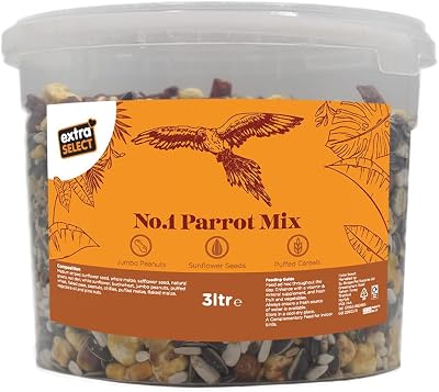 Extra Select Parrot Mix Bucket 3 Litre 1.5 kg No1 Seeds Nuts Additive Free