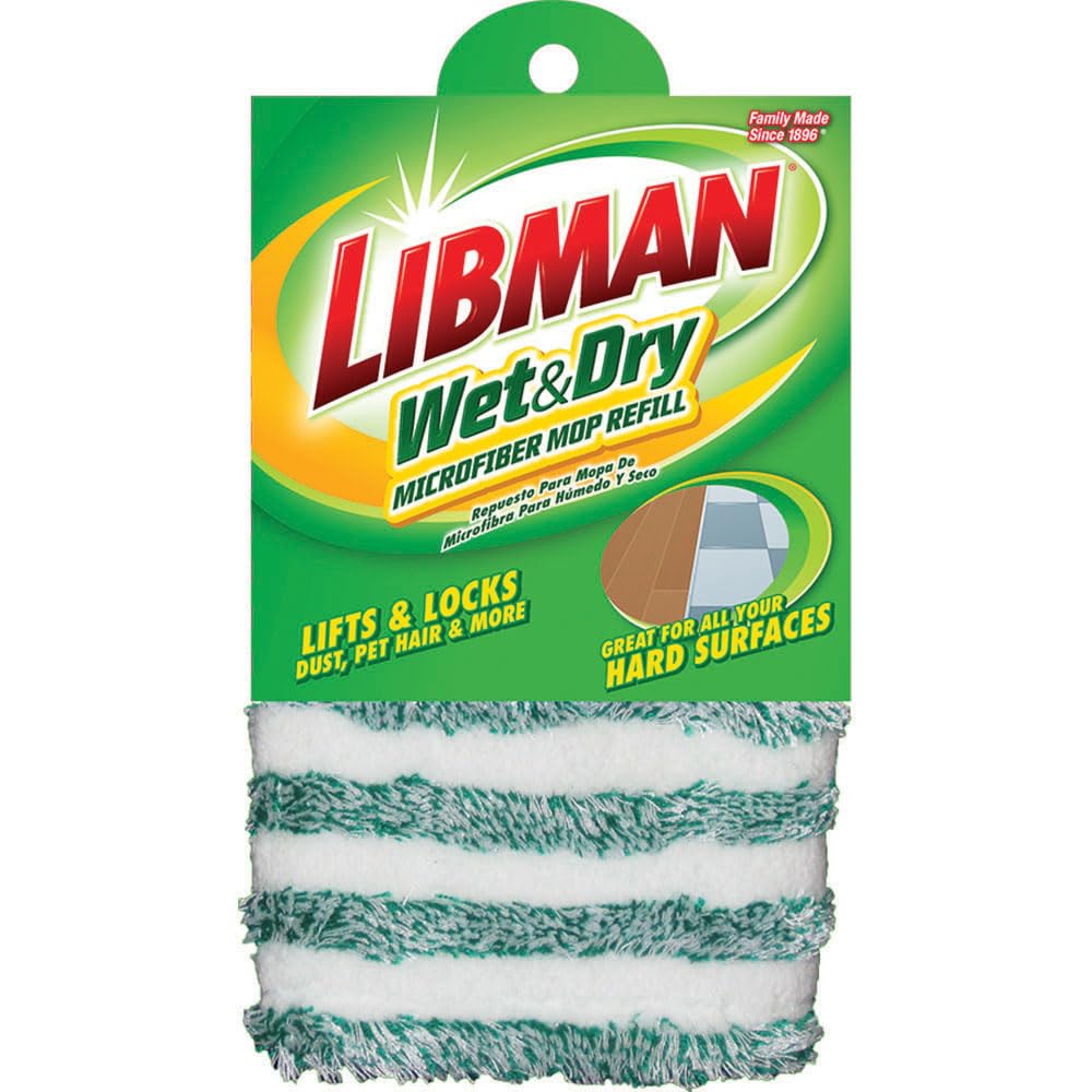 Photo 1 of Libman Commercial 119 Microfiber Wet/Dry Floor Mop Refill Pad, Microfiber, 18" Wide, Green and White