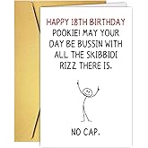 Qamza Funny 18 Year Old Birthday Card&Gift, Humorous Gen Z Slang Happy 18th Birthday Card & Decorations for Boys Girls, 18th Birthday Gift for Son Daughter Grandson Granddaughter Friend