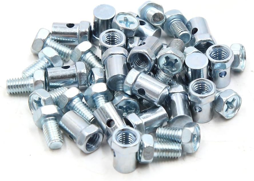 sourcingmap 20pcs 7mm Bucket Scooter Brake Cable Wire Solderless Nipple Screws, Silver Tone, 12 x 10 x 2 cm