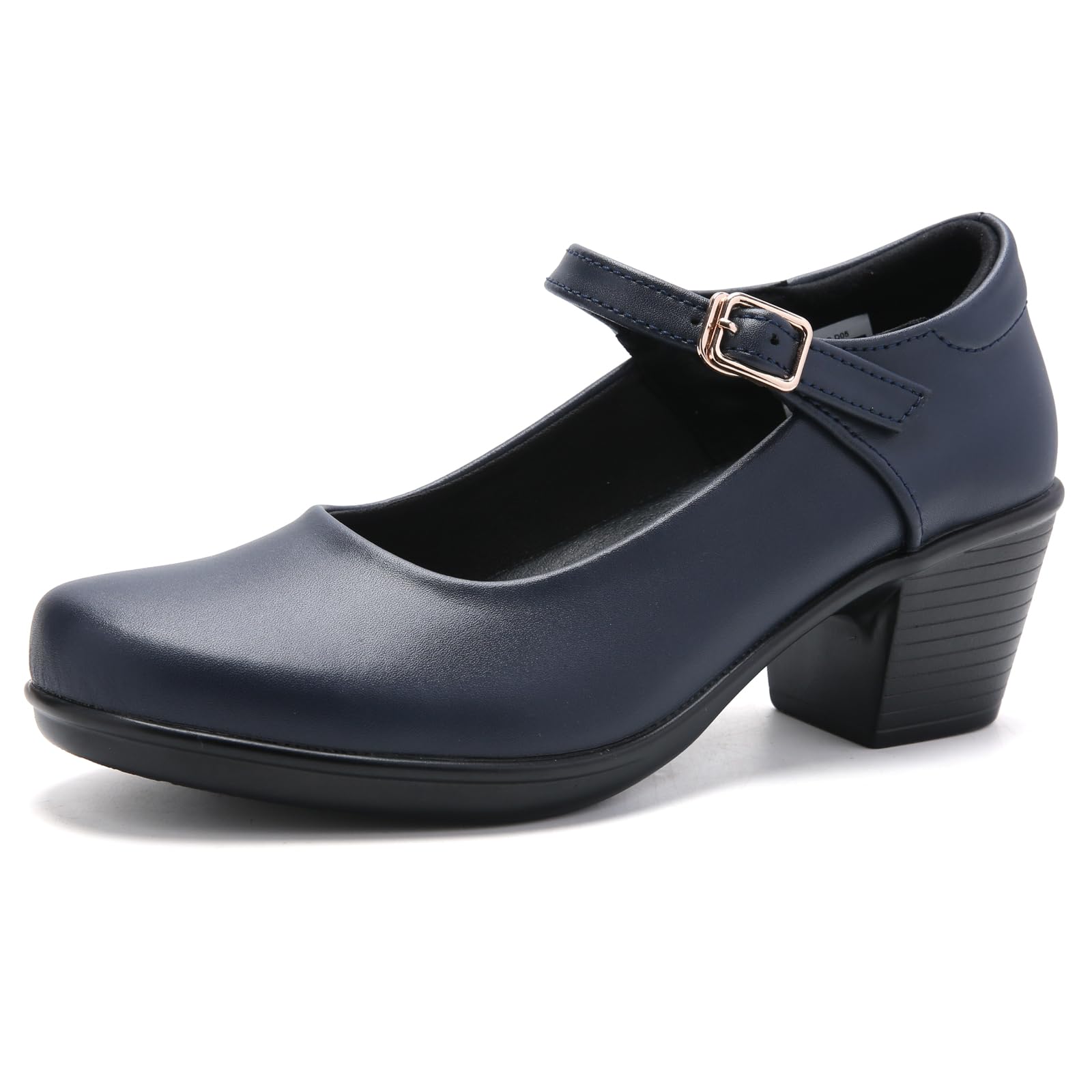 Photo 1 of 2025 Women's Mary Jane High Heels Pumps, Chunky 2-Inch Heel, Comfortable Dress Shoes for Work, Casual and Office Business,Navy Blue Size 7. Zapatos para Mujer de Vestir
