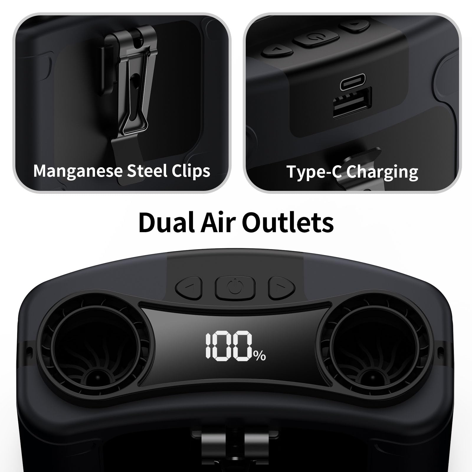 Socool 20000mAh Portable Waist Fan Clip on Wearable Belt Personal Fans Rechargeable Battery Operated, 40H Cooling Fan with 10 Speeds & Dual Motors, Neck Fans Hanging Hands-Free for Outdoor Travel