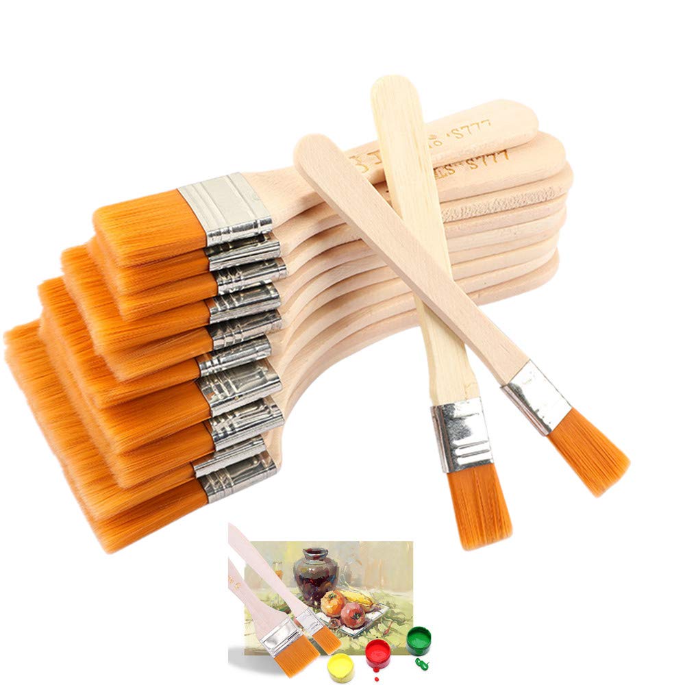 12pcs Paint Brush Nylon Hair Oil Brushs Large Medium Small,Artist Flat Painting Tool Paint Artist Set,for Acrylic, Oil, Watercolor and Gouache