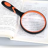 kuou Magnifying Glass 10X 75mm Handheld Reading Loupe Non-Slip Rubber Handle view 6