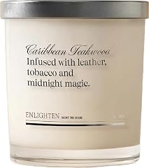 Enlighten Caribbean Teakwood Candle | Luxurious Leather, Black Pepper, Tobacco Scent | Double Scent Load for Enhanced Aroma |