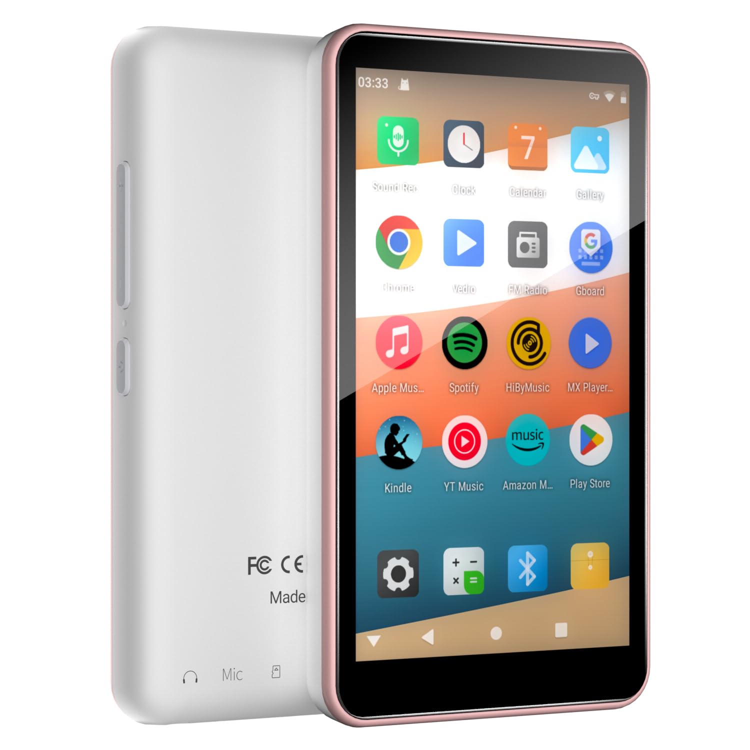 Photo 1 of MP3 Player with Bluetooth and WiFi, 144GB Storage & Android OS, 4" Touch Screen, FM Radio, Kids MP3 & MP4 Player with Spotify, Amazon Music, and Google Play Store, DGTenk Portable Media Player (Pink)