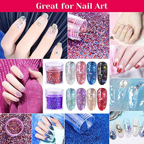 image for Anezus 24Pcs Chunky Glitter and Fine Glitter, Total 310g Craft Glitter