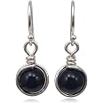 Amethyst Hoop Drop Earrings in Silver | Faris Jewels