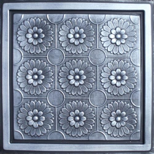 Odessa Antique Silver Black (24x24 PVC) Ceiling Tile