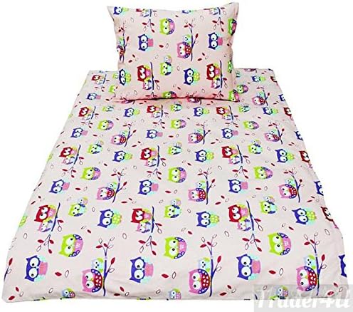 MillaLu 3 Pcs Baby Nursery Bedding Set fit to Cot 120x60cm or Cot Bed 140x70cm Padded Bumper (Fit to Cot 120x60 cm, Owls on Pink)
