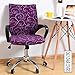 Deisy Dee Universal Computer Office Rotating Stretch Polyester Mid Back Function Chair Cover C111 (Purple Leafs)