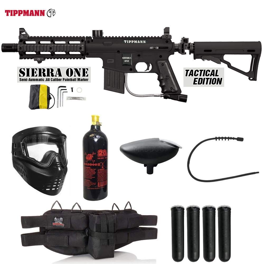 MAddog Tippmann Sierra One Silver Paintball Gun Package Black Jeff