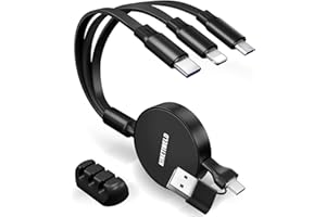 KINETIWELD 6-in-1 Multi Charger Cable with Aluminum Alloy Panel - 66W PD USB-C Fast Charger, CarPlay Enabled Data Sync Cable 