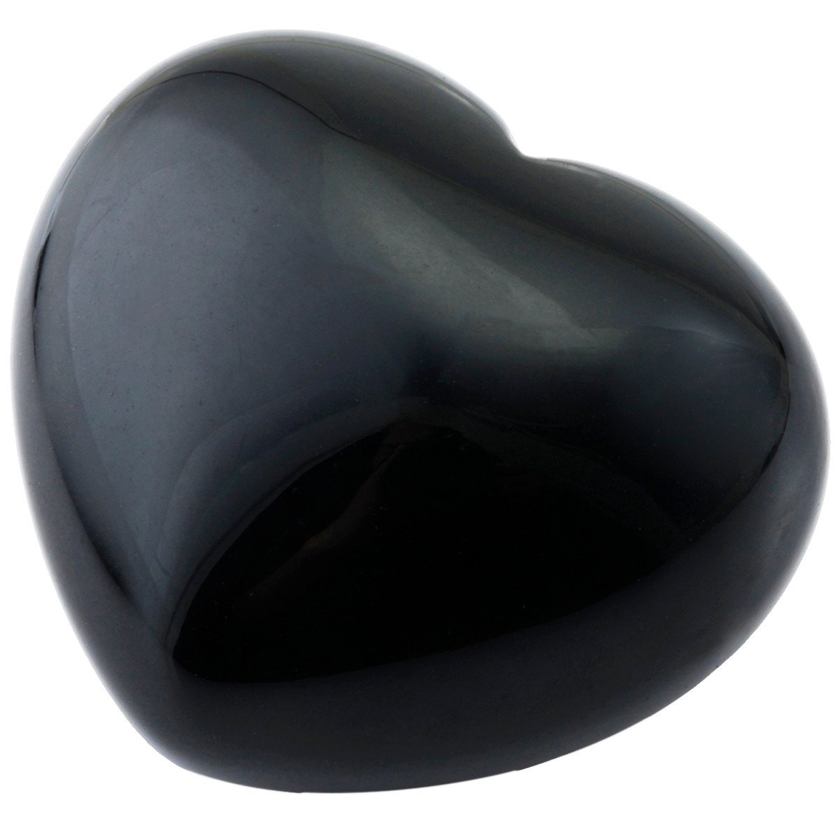 KYEYGWO Black Obsidian Puff Heart Healing Crystals Love Stone, Pocket Stones Palm Worry Stone for Reiki Meditation Balancing, 1.7" (1 PCS)