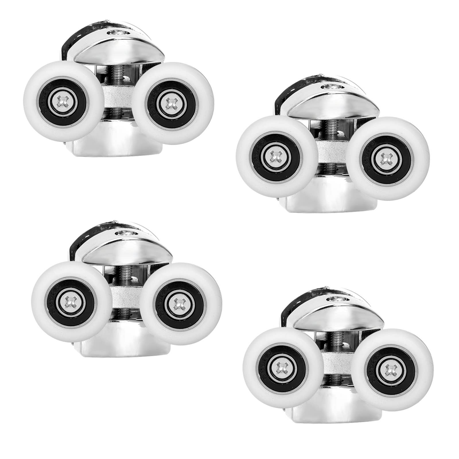 Ruimou 4Pcs Shower Door Double Wheels 23mm Diameter (Zinc Alloy+ABS) for Bathroom Bearing Pulleys/Runners Top/Bottom Replacement Parts (Upper Wheel -23mm-4Pcs)
