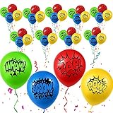 Superhero Balloons 40 pack Red Yellow Green Blue Bulk Kids Birthday Party Decorations Favors Supplies