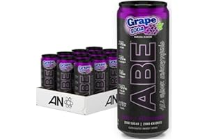 ABE ALL BLACK EVERYTHING All Black Everything Sugar Free Energy Drink | Grape Soda | 0 Calories | 12 Pack | 200mg Natural Caffeine | Pre-Workout Sport Drink for Men and Women