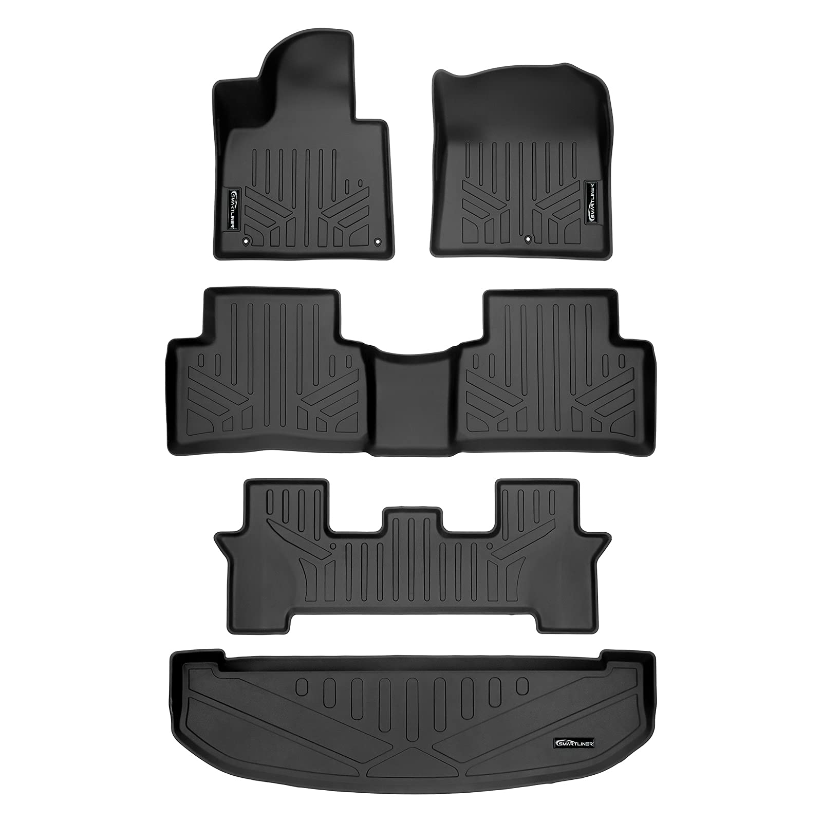 SMARTLINER Custom Fit 3 Row Floor Mats & Cargo Liner Behind 3rd Row Set for 2021-2025 Kia Sorento Image