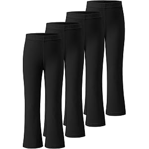 KEREDA 4 Pack Girls Flare Leggings School Uniform Pants Kids Bell Bottoms