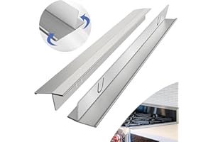 OIYUE Stove Gap Covers Stainless Steel 2 Packs, 13.8~27.6 Inch Adjustable Heat Resistant Not Sharp Gap Filler, Easy to Clear Stove Counter Gap Cover Suitable for Even Surface (Silver)