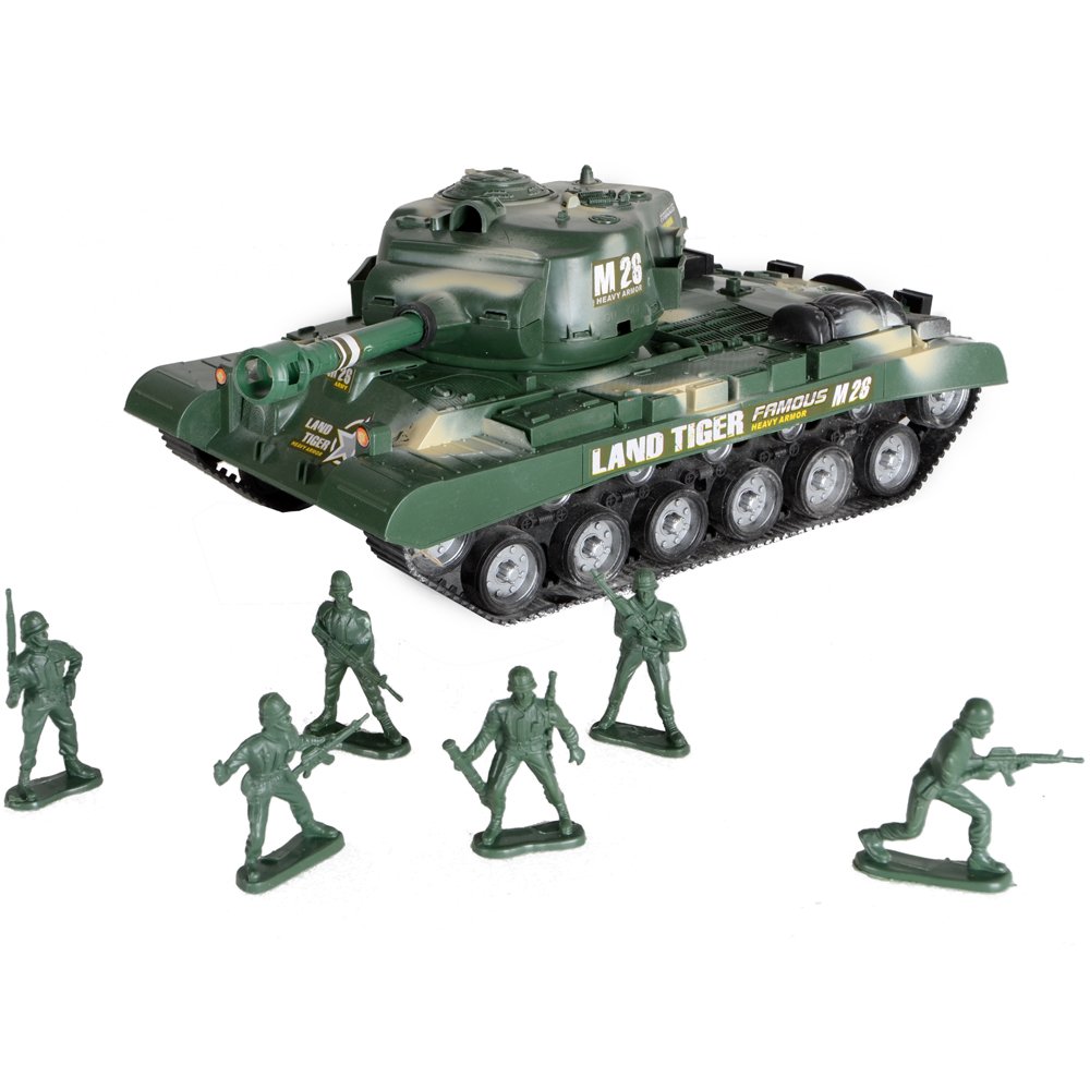 "Combat Mission" Boys Friction Powered Army Tank & Soldiers Military Playset