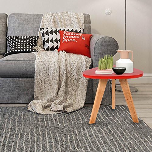 Vividy Mini Triangle Side Table, Portable Coffee Round MDF Table for Modern Balcony Room(Red)