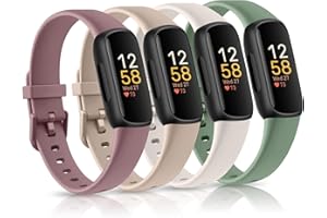 OUMIDA 4 Pack Sport Bands Compatible with Fitbit Inspire 3 Band Women Men, Soft Silicone Straps Replacement Wristband for Fitbit Inspire 3 Fitness Tracker
