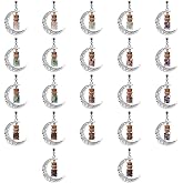 Hobbspring 22Pcs 11 Styles Glass Bottle Pendants Colorful Gemstone Chip Filling Pendants Crescent Moon Pendant Wishing Bottle Charm for Necklace Bracelet Jewelry Making