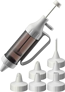 Kaiser Classic Garnierspritze mit 7 Tüllen, Gebäckpresse 200 ml, Churros Maker, Krapfenspritze, Sahnespritze, Tortenspritze mit transparentem Behälter