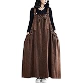 Rothstone Women's Casual Loose Denim Dress Sleeveless Adjustable Straps Denim Jumper Dress with Pockets