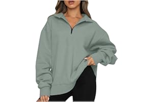 Anjikang Womens Fall Fashion 2023 Oversized Sweatshirt Quarter Zip Long Sleeves Pullover Tops Teen Girl Aesthetic Y2K Clothes