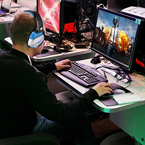 Gaming Headset for PS4, Xbox One(adapter needed)/S/X,PC, Bovon Stereo Noise Canceling Over Ear Headphones with Mic, LED Light, Soft Memory Earmuffs for Nintendo Switch (Audio) Laptop Mac