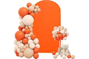 FEINIGESI Wedding Arch Cover 6FT Orange Backdrop Stand Cover Round Top Stand Covers Double-Side Stretchy Chiara Cover Backdrop Cover for Wedding Banquet Birthday Party Ceremony Baby Shower Decoration