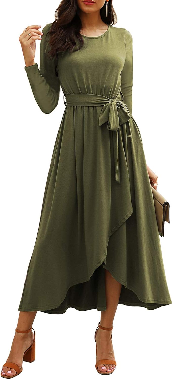 maxi belted dress