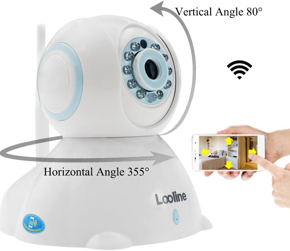 Looline Dome IP Camera HD 720P Wifi Network PTZ 2-Way Audio Wireless Security Surveillance P2P Night Vision Baby Pet Monitor(Blue)
