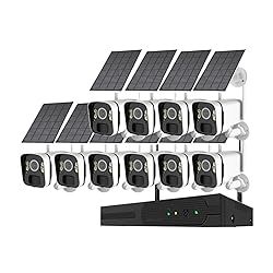 QDVOPHZA 10CH 5MP NVR Wireless Solar Panel Battery