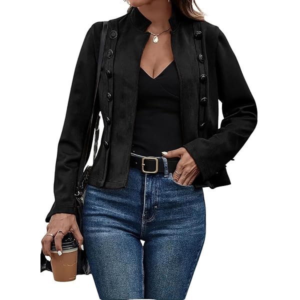 utcoco Women's Faux Suede Leather Jacket Casual Long Sleeve Blazer