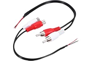Generic 2 Pcs 8 Inch Open RCA 2-Male 2-Female Plug Jack Connector Adapter to Bare Wire Open End Audio Video RCA Cable for Amp